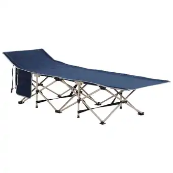 Tesco Outsunny Single Portable Outdoor Sleeping Bed Camping Cot Blue offer