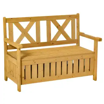 Tesco Outsunny Wood Storage Garden Bench for Patio Outdoor Seating Tools offer