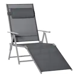 Tesco Outsunny Patio Reclining Chaise Lounge Garden Furniture Dark Grey offer