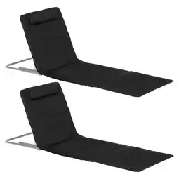 Tesco Outsunny 2 Pieces Outdoor Beach Mat Steel Reclining Chair Set offer