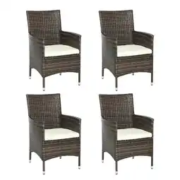 Tesco Outsunny 4 Pieces Outdoor Rattan Armchair Wicker Dining Chair Set Garden offer