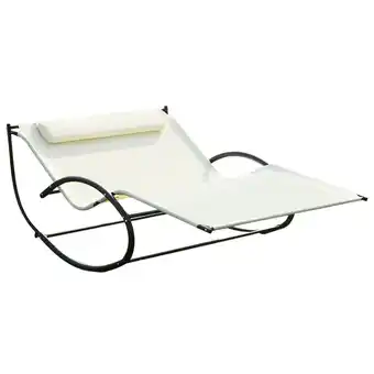 Tesco Outsunny Hammock Chair Sun Bed Rock Seat with Metal Texteline Cream offer