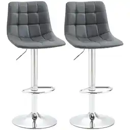 Tesco HOMCOM Bar Stools Set of 2 Adjustable Counter with Footrest Grey offer