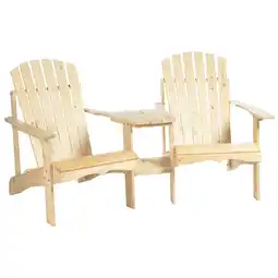 Tesco Outsunny Wooden Outdoor Double Adirondack Chair with Table Natural offer