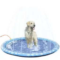 Tesco PawHut 170cm Splash Pad Sprinkler for Pets Dog Bath Pool Non-slip Blue offer