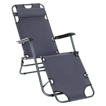 Tesco Outsunny 2 in 1 Outdoor Folding Sun Lounger with Adjustable Back Grey offer