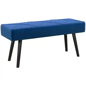 Tesco HOMCOM End of Bed Bench Upholstered Hallway Bedroom, Steel Legs, Blue offer