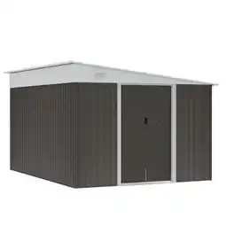 Tesco Outsunny 11.3x9.2ft Garden Storage Shed with Sliding Doors, 2 Vents Grey offer