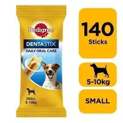 Tesco 140 Pedigree Dentastix Daily Adult Small Dog Treats Dental Sticks Dog Chews offer