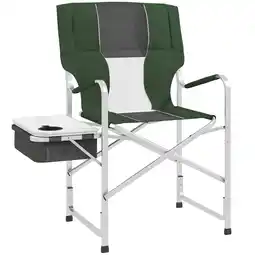 Tesco Outsunny Folding Directors Chair Camping Chair with Cooler Bag Green offer