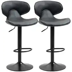 Tesco HOMCOM Adjustable Swivel Bar Stools Set of 2 for Counter Bar, Grey offer