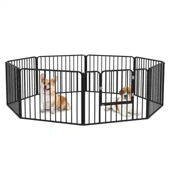 Tesco PawHut 60cm 8 Panels Heavy-Duty Dog Playpen for Small Dogs offer