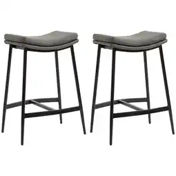 Tesco HOMCOM Breakfast Bar Stools Set of 2 Upholstered Barstools Grey offer