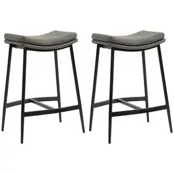 Tesco HOMCOM Breakfast Bar Stools Set of 2 Upholstered Barstools Grey offer