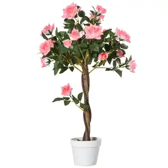 Tesco Outsunny 90cm Artificial Rose Tree, Fake Decorative Plant offer