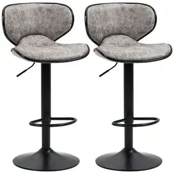 Tesco HOMCOM Bar Stool Set of 2 Microfiber Cloth Adjustable Grey offer