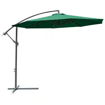 Tesco Outsunny 3(m) Garden Banana Parasol Cantilever Umbrella with Crank, Green offer