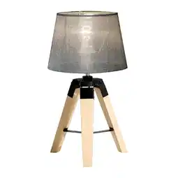 Tesco HOMCOM Wooden Tripod Table Lamp with Bulb Base Grey offer