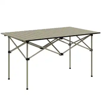 Tesco Outsunny Portable Folding Camping Table w/ Roll Up Aluminium Top Khaki offer