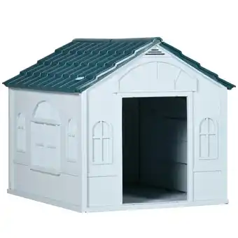 Tesco PawHut Weather-Resistant Dog House, Puppy Shelter for Medium Dogs - Blue offer