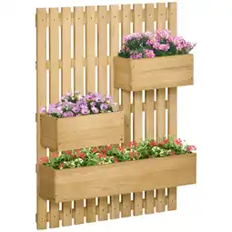 Tesco Outsunny Wooden Garden Planters with Trellis Wall-mounted Raised Bed offer