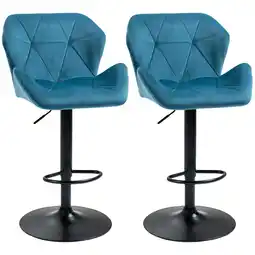 Tesco HOMCOM Set Of 2 Luxurious Velvet-Touch Bar Stools Metal Frame Footrest offer