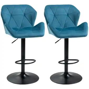 Tesco HOMCOM Set Of 2 Luxurious Velvet-Touch Bar Stools Metal Frame Footrest offer