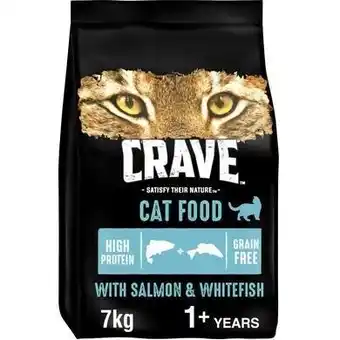 Tesco 7kg Crave Natural Grain Free Adult Complete Dry Cat Food Salmon & Whitefish offer