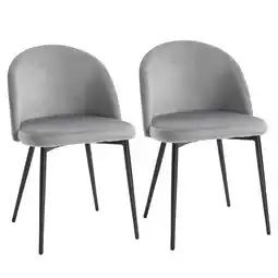 Tesco HOMCOM Upholstered Fabric Bucket Seat Dining Chairs Set of 2 Grey offer