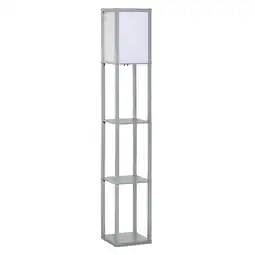 Tesco HOMCOM Floor Lamp Reading Lamp with 3-Tier Storage Shelf Grey offer