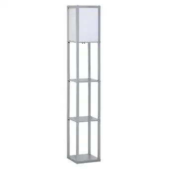 Tesco HOMCOM Floor Lamp Reading Lamp with 3-Tier Storage Shelf Grey offer