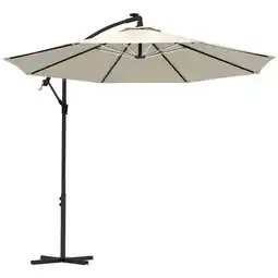 Tesco Outsunny 3(m) LED Patio Banana Umbrella Cantilever Parasol, Beige offer