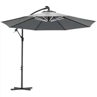 Tesco Outsunny 3(m) LED Patio Banana Umbrella Cantilever Parasol w/ Crank offer