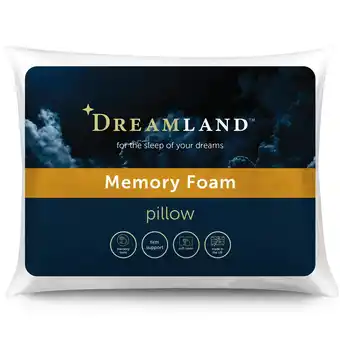 Tesco Dreamland Memory Foam Bed Pillow Ergonomic Firm Support offer