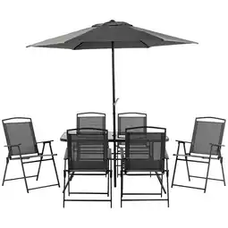 Tesco Outsunny 8 Pieces Garden Table and Chairs with Parasol Black offer