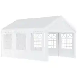 Tesco Outsunny 6m Garden Gazebo Portable Carport Shelter with Sidewalls & Doors offer