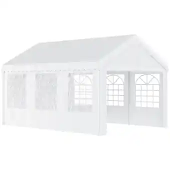 Tesco Outsunny 6m Garden Gazebo Portable Carport Shelter with Sidewalls & Doors offer