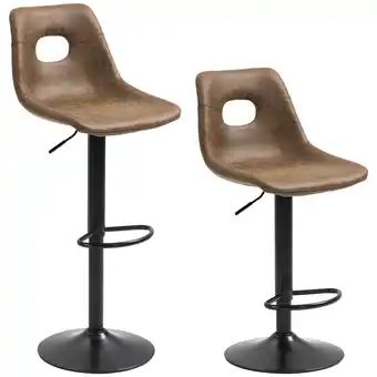 Tesco HOMCOM Retro Bar Stools Set of 2 Adjustable Height Swivel Leather-Like offer