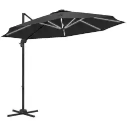 Tesco Outsunny 3(m) Solar LED Cantilever Parasol Adjustable Garden Umbrella offer