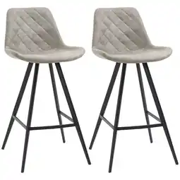 Tesco HOMCOM Set Of 2 Bar Stool Vintage Microfiber Cloth Tub Seat, Grey offer