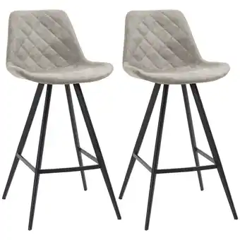 Tesco HOMCOM Set Of 2 Bar Stool Vintage Microfiber Cloth Tub Seat, Grey offer