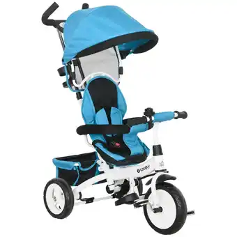 Tesco HOMCOM 6 in 1 Kids Trike, Stroller with Parent Handle, Blue offer