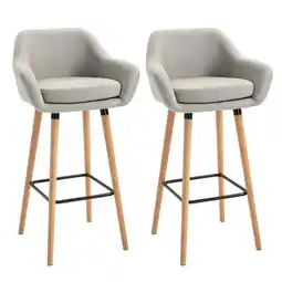 Tesco HOMCOM Set of 2 Bar Stools Modern Upholstered Seat Bar Chairs offer