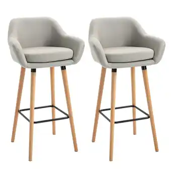 Tesco HOMCOM Set of 2 Bar Stools Modern Upholstered Seat Bar Chairs offer