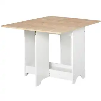 Tesco HOMCOM Drop-Leaf Dining Table Folding Desk with Storage Shelf offer