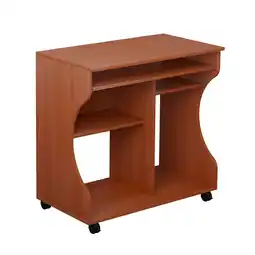 Tesco HOMCOM Computer Desk Writing Table Storage Shelf Workstation Wood Cart offer