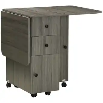 Tesco HOMCOM Folding Dining Table, Drop Leaf Table With Storage Drawers Grey offer