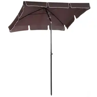 Tesco Outsunny Sun Umbrella Parasol Patio Rectangular 2M x 1.3M Brown offer