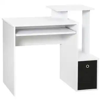 Tesco HOMCOM Computer Desk with Sliding Keyboard Tray Storage Drawer Shelf offer