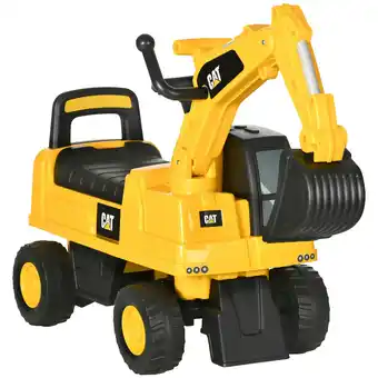 Tesco HOMCOM CAT Licensed Kids Construction Ride-On Digger w/ Shovel, for 1-3 Years offer